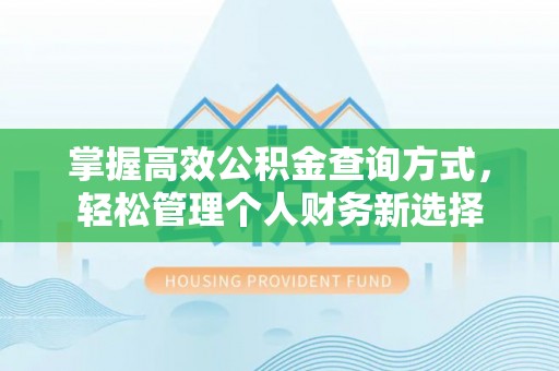 外埔掌握高效公积金查询方式，轻松管理个人财务新选择