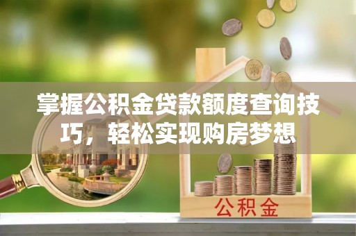 外埔掌握公积金贷款额度查询技巧，轻松实现购房梦想