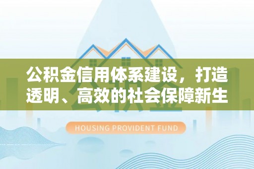 外埔公积金信用体系建设，打造透明、高效的社会保障新生态